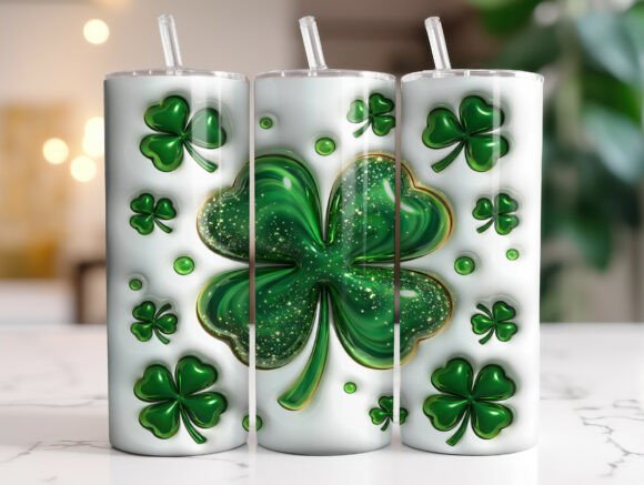 3D Clover St Patrick's Day Tumbler Wrap