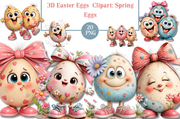 3D Easter Eggs Clipart Spring Eggs Guide