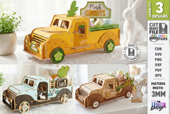 3D Easter Truck Laser Cut Spring Bundle