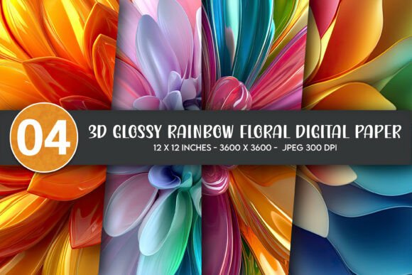 3D Glossy Rainbow Floral Digital Paper: A Strategic Creative Resource for Entrepreneurs and Creators