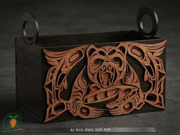 3D Haida Bear Layered Box Laser Cut File