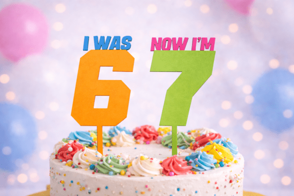 3D I Was 6 Now I m 7 Cake Topper