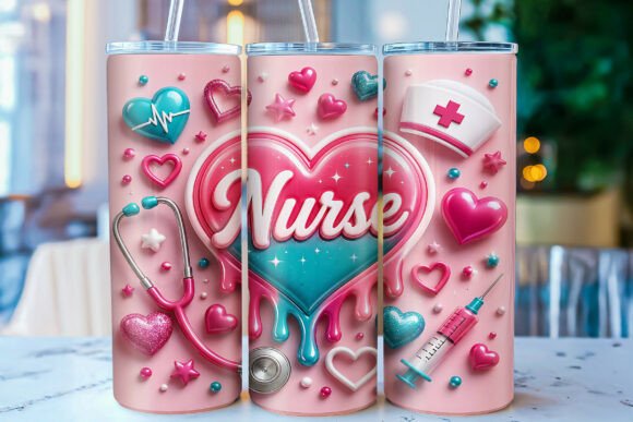 3D Inflated Nurse 20oz Tumbler Wrap PNG: A Stylish Tribute to Healthcare Heroes
