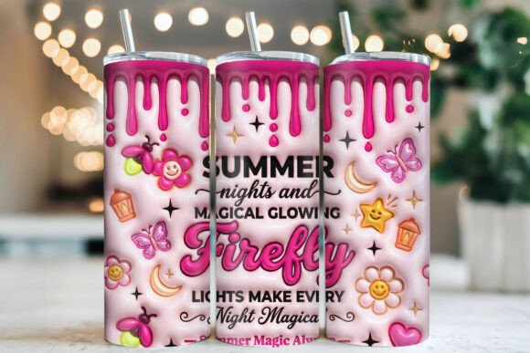 3D Inflated Summer Tumbler Wrap PNG: Elevating Sublimation Design Projects