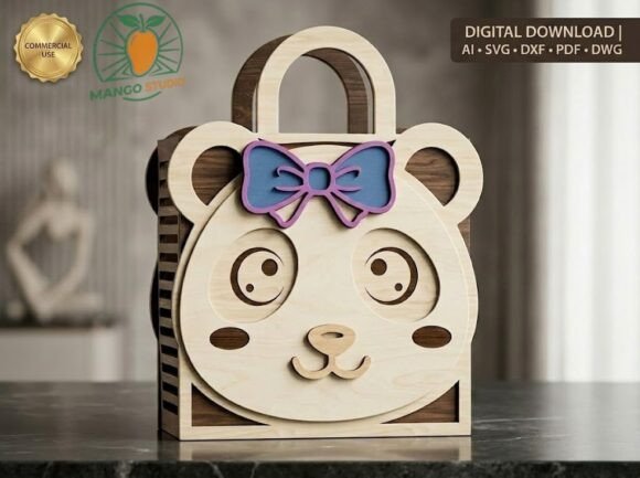 3D Layered Panda Gift Box Laser Cut