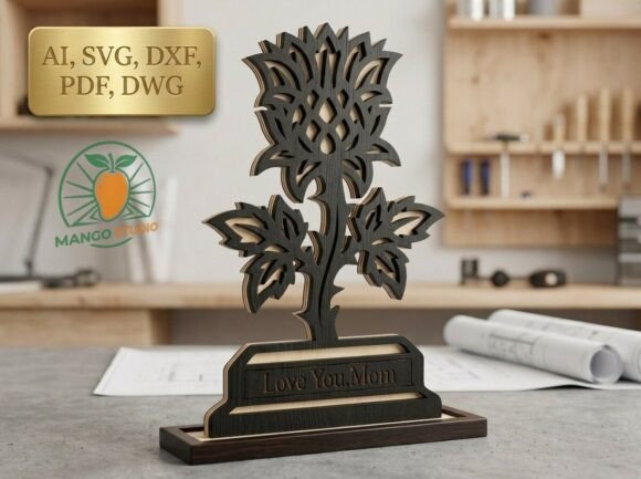 3D Layered Thistle Flower Laser Cut File: A Strategic Asset for Craft Professionals
