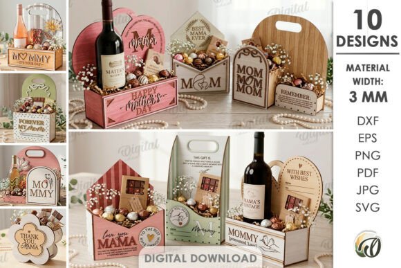 3D Mother's Day Gift Boxes Bundle Laser