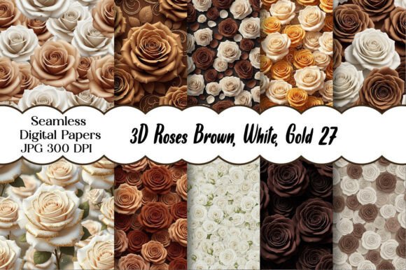 3D Roses Brown, White, Gold Pattern: A Strategic Asset for Visual Branding