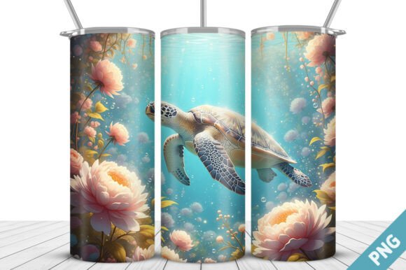 3D Sea Turtle Tumbler Wrap - 20oz Wrap