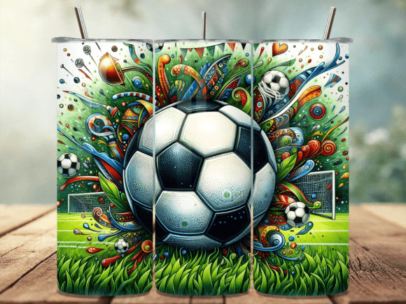 3D Soccer Ball Tumbler Wrap PNG for Custom Design Projects