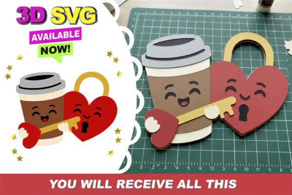 Bring Your Baking to Life with the Coffee Love Key Cake Topper 3D SVG