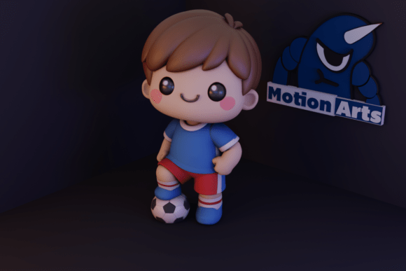Cartoon Boy Soccer Player 3D Model