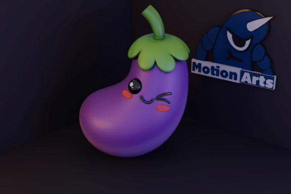 Cute Eggplant STL 3D Model for Easy 3D Printing