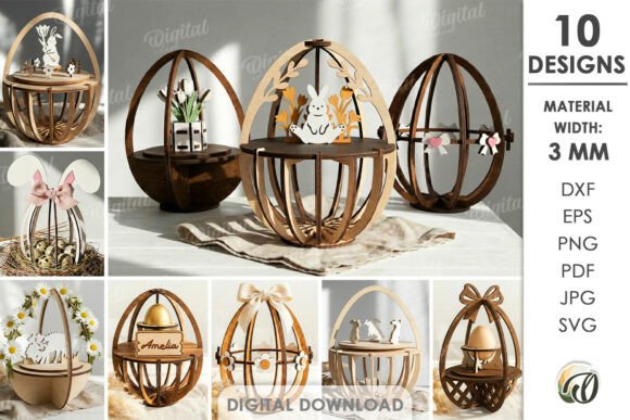 Elevating Seasonal Decor with the 3D Easter Egg Stands Bundle Laser Cut