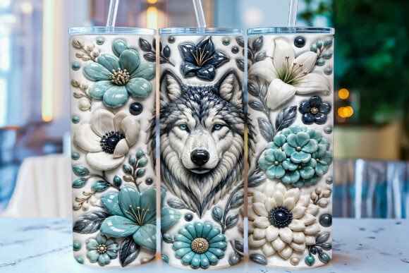 Elevating Sublimation Art: The Rise of the 3D Inflated Floral Wolf Tumbler Wrap PNG
