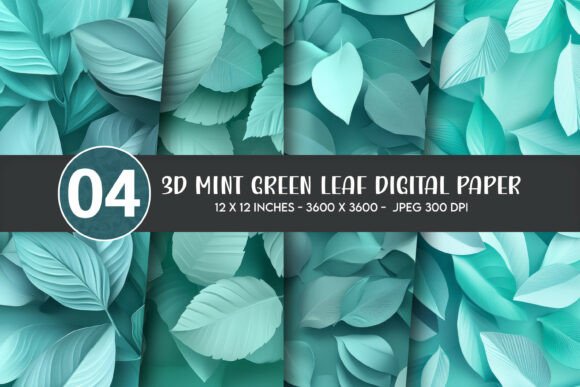 Evaluating 3D Mint Green Leaf Digital Paper for Creative Projects
