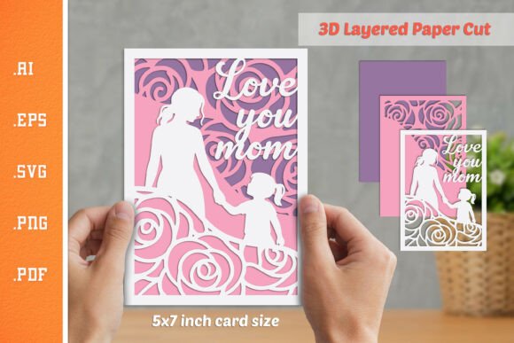 Love You Mom - 3D Layered Paper Cut SVG: A Creative Tool for Meaningful Mother's Day Gifts