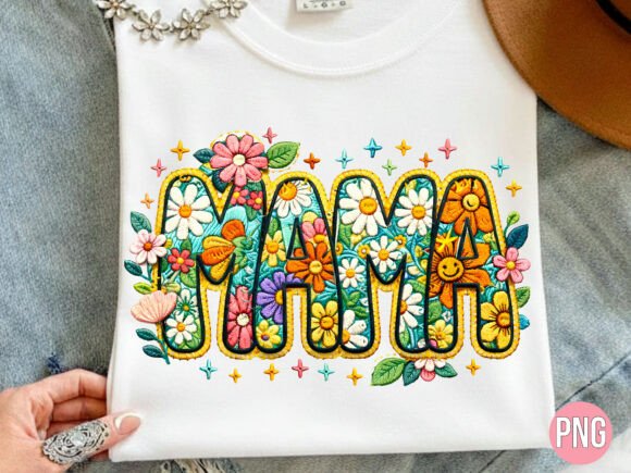 Mama Floral Embroidery 3D Effect PNG: Elevating Digital Craftsmanship