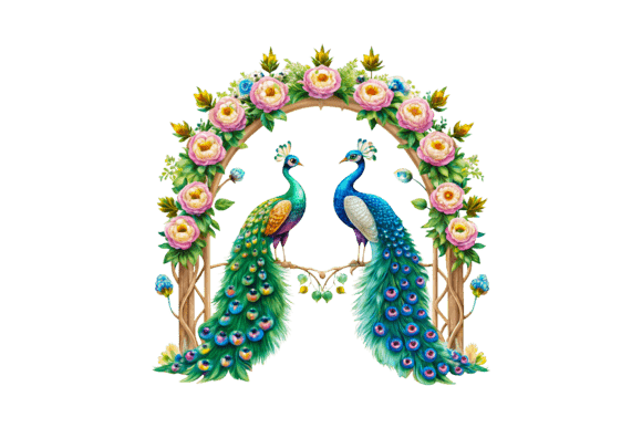 Peacocks Under Floral T-shirt 3D PNG – A Versatile Design Resource for Creative Projects