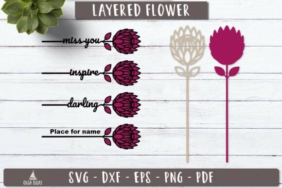 Protea Flower Name SVG 3d Layered Laser: Elevating Handmade Creations with Depth and Personalization