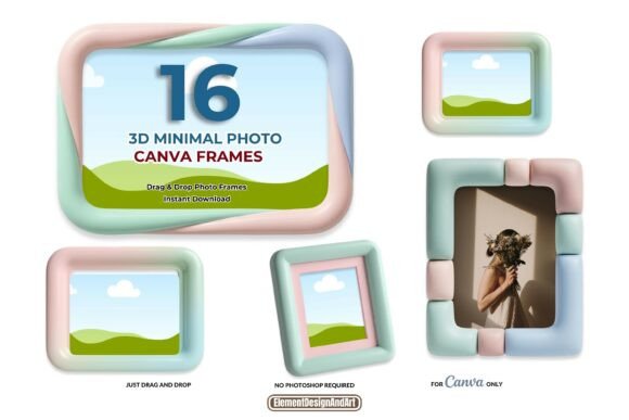 Streamline Your Visual Content with the 3D Minimal Canva Photo Frames Bundle